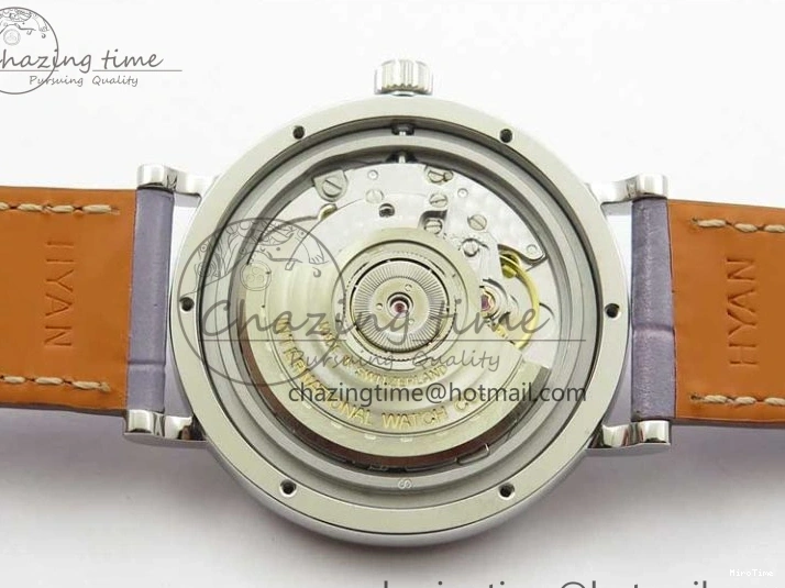 MIROTIME 0510 Attractive Portofino 37mm SS V7F 1:1 Best Edition Gray Dial Diamonds Bezel on Gray Leather Strap A 7091